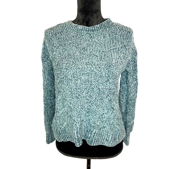 NWT PINK ROSE TEAL CROCHET SOFT COZY SWEATER *perfect Christmas gift* - Picture 1 of 6